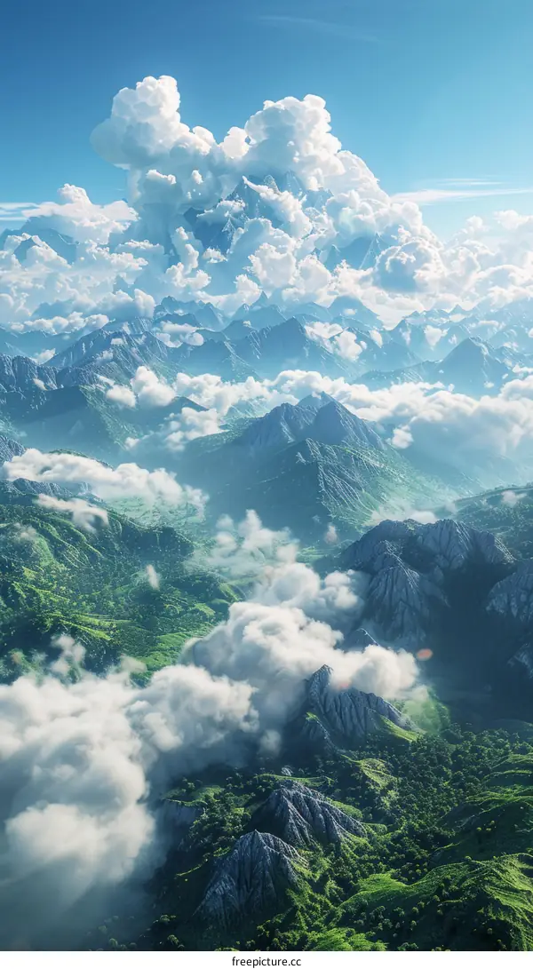 Majestic Mountain Range Covered in Cloudscape