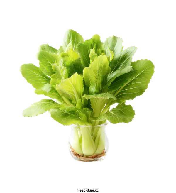 [Transparent Background PNG]Fresh Bok Choy in Glass Vase