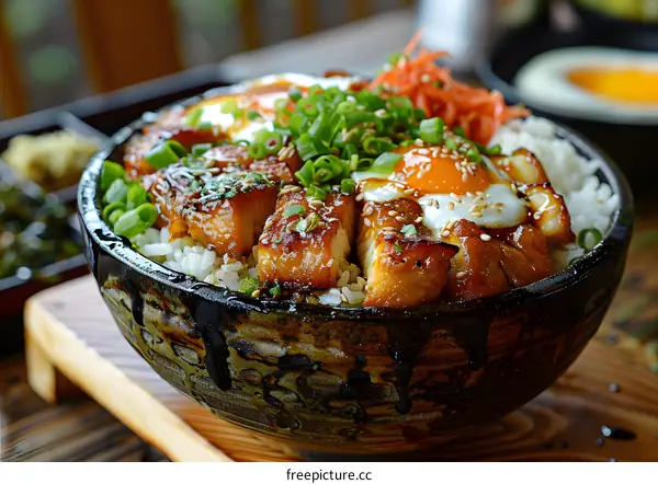 Grilled Chicken Rice Bowl with Egg and Vegetables