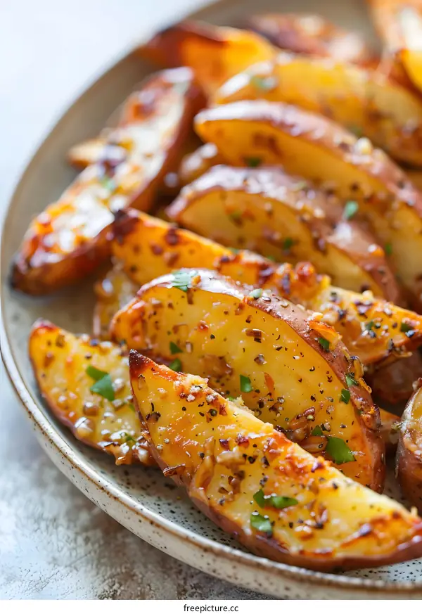 Garlic Herb Roasted Potato Wedges