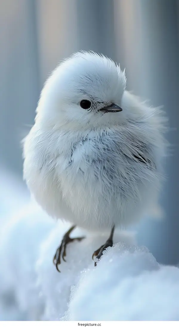 Small White Bird In The Snow