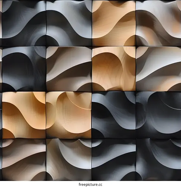 Wooden Wall Paneling with Wavy Pattern