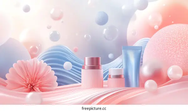 Pastel Aesthetic Cosmetic Product Display