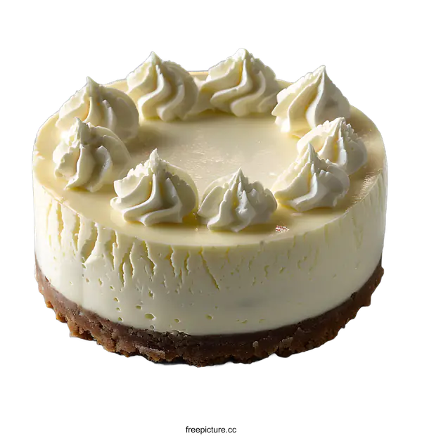 [Transparent Background PNG]Plain Cheesecake with Whipped Cream