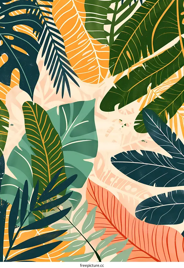 Tropical Leaf Pattern Illustration