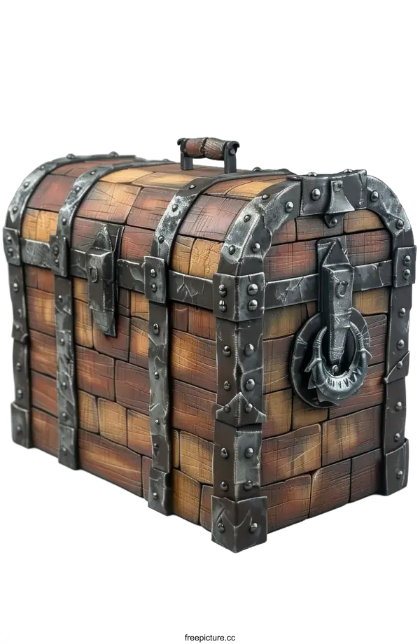 [Transparent Background PNG]Vintage Wooden Treasure Chest on transparent background