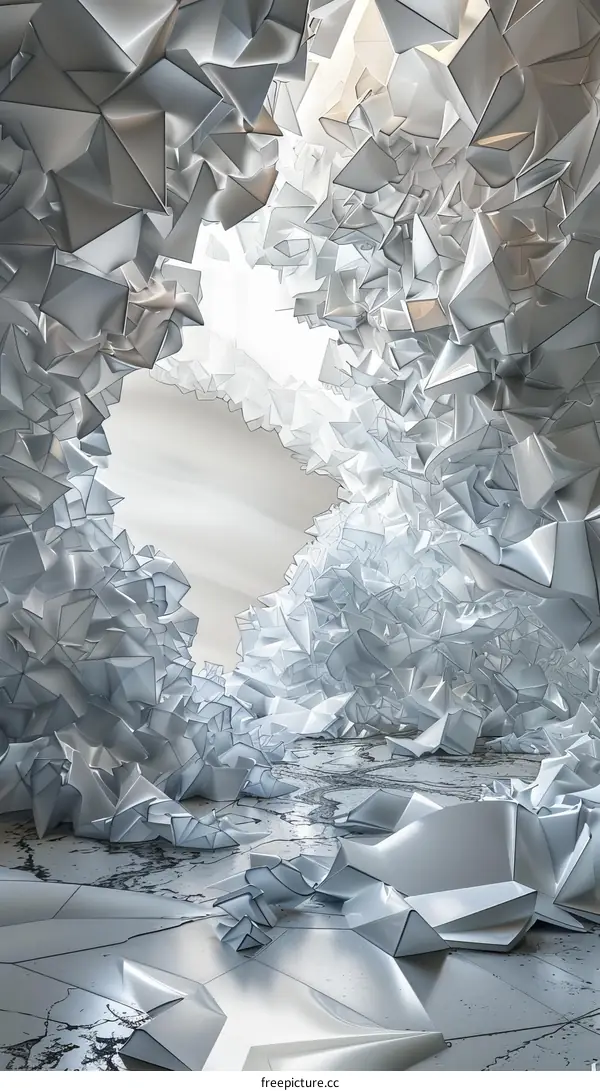 White Origami Paper Cave Art
