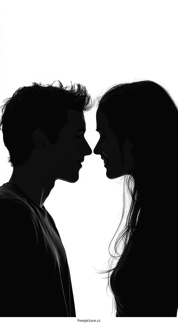 Silhouette of a Couple Kissing