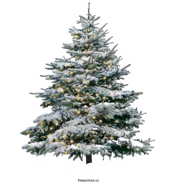 [Transparent Background PNG]Snow Covered Christmas Tree with Lights