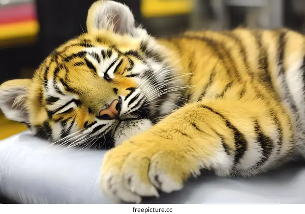 Cute Sleeping Tiger Cub Portrait