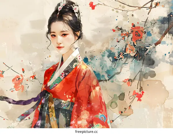A beautiful Korean woman in traditional dress