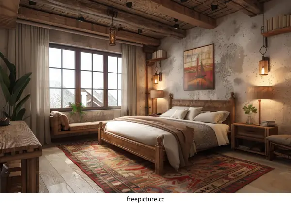 Rustic Wooden Bedroom Interior Design