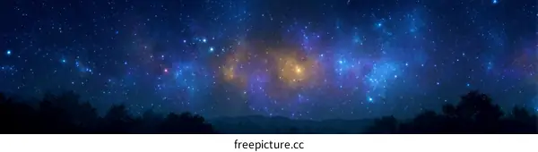 Starry Night Sky Over Silhouette Trees