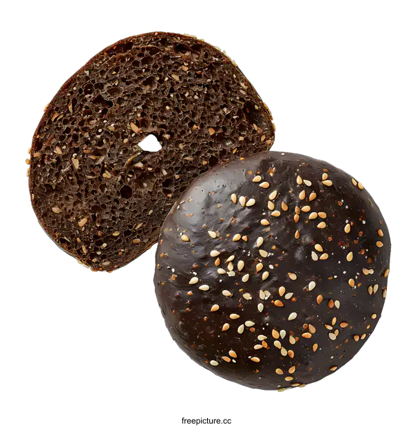 [Transparent Background PNG]Black Sesame Burger Bun Close Up