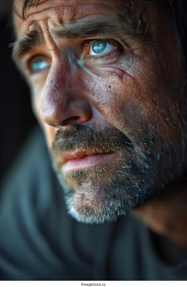 portrait of a man with scars on his face