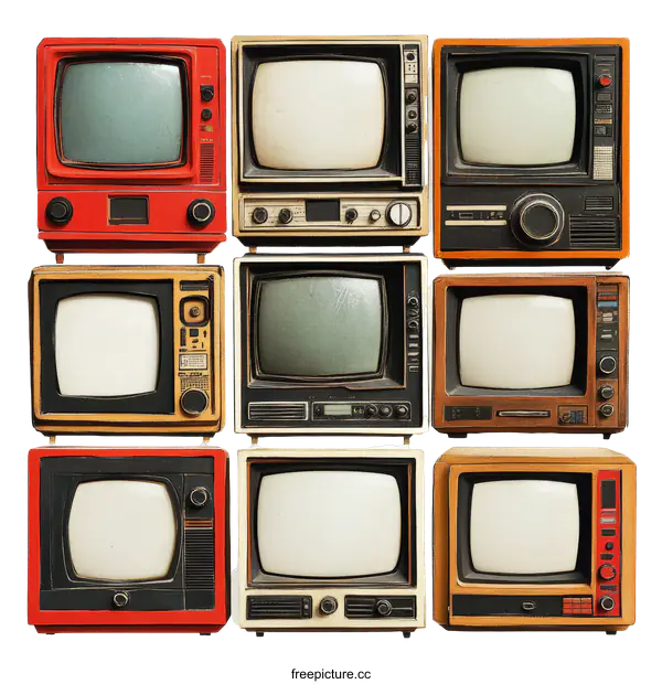 [Transparent Background PNG]Vintage Televisions Collage Art