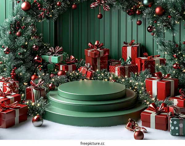 Christmas Gift Display  Empty Stage Background