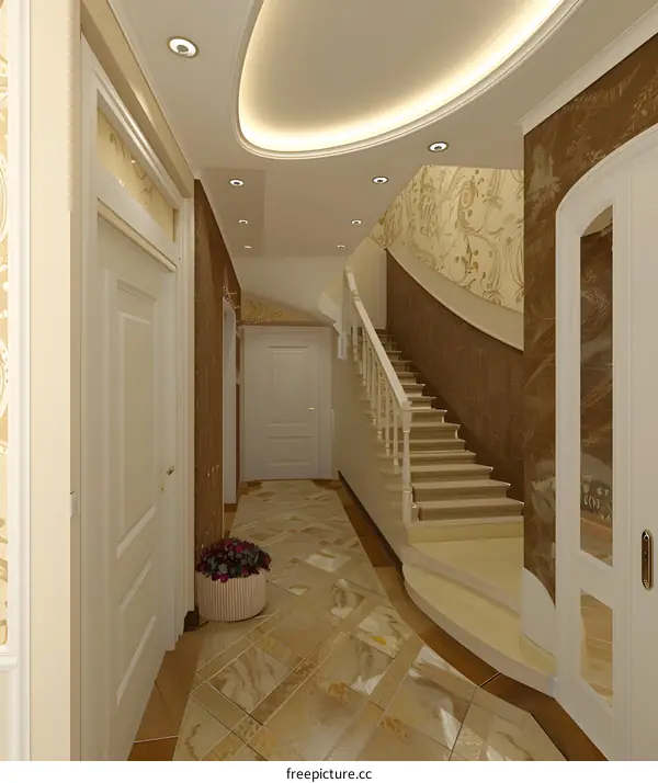 Modern Staircase and Hallway Interior Design