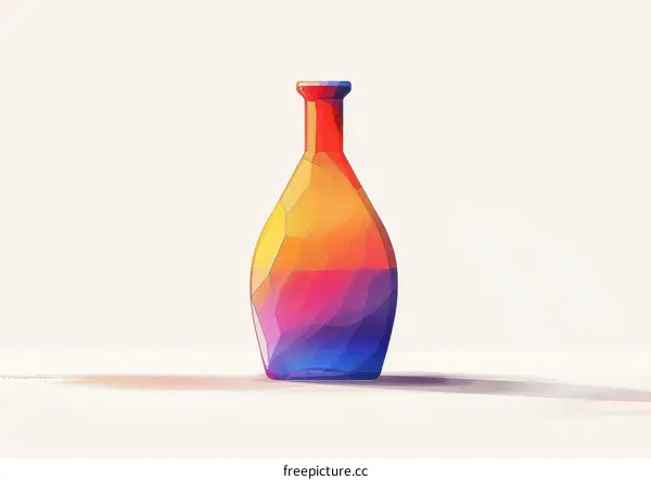 A 3D rendering of a colorful glass bottle