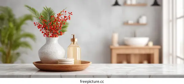 Modern Bathroom Vanity Top with Decor