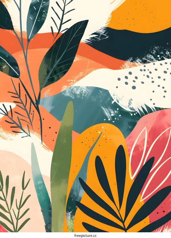 Abstract Floral Illustration with Vibrant Colors