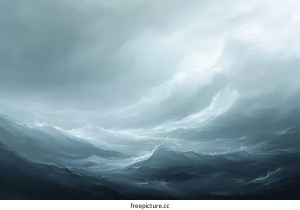 The vast ocean is surging and the waves are rough