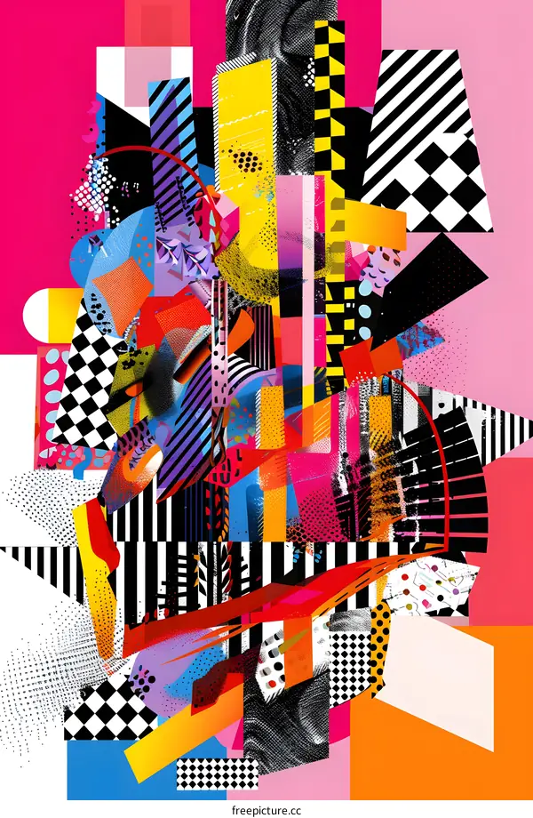Abstract Geometric Colorful Collage Artwork