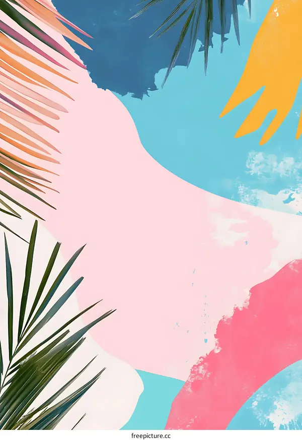 Abstract Palm Leaves Tropical Illustration