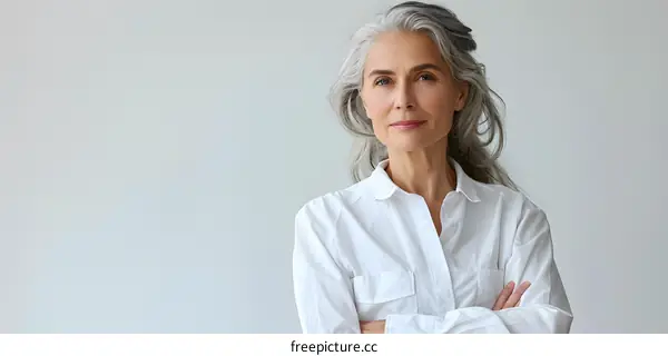 portrait of a beautiful senior woman with gray hair