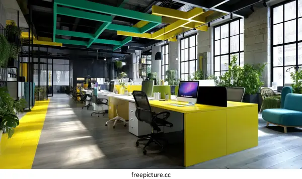 Modern Industrial Style Open Plan Office Interior Design
