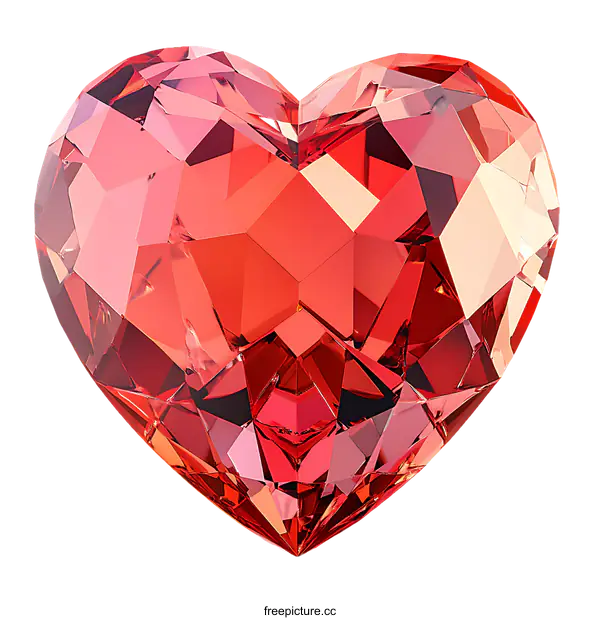 [Transparent Background PNG]Beautiful Red Heart-Shaped Gemstone Illustration