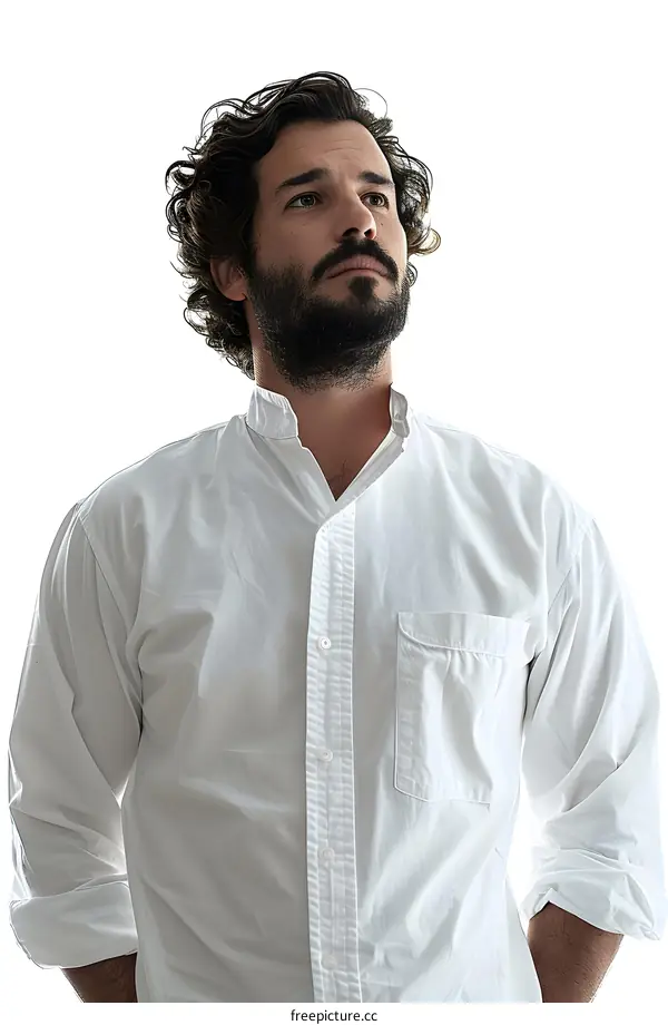 Portrait of a Handsome Young Man Wearing a White Shirt