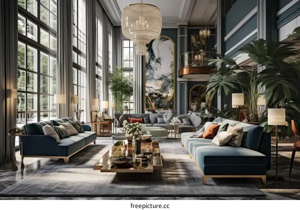 Blue Modern Living Room Interior Design