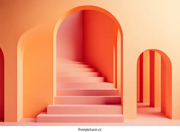 Abstract  Minimalist  Staircase  Arches  3D  Art