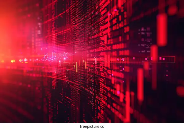 Red binary code background