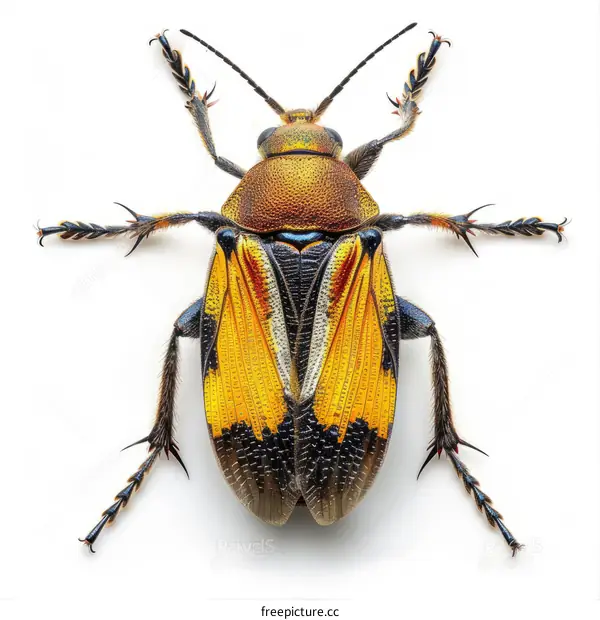 A beautiful and colorful beetle with a shiny exoskeleton