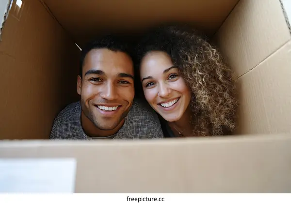 Couple Hiding Inside Cardboard Box