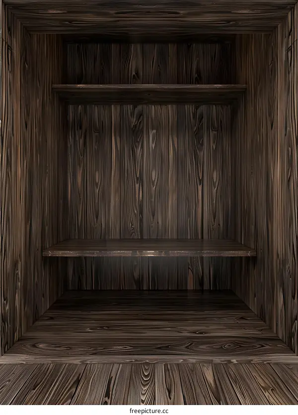 Empty Wooden Shelf with Three Levels