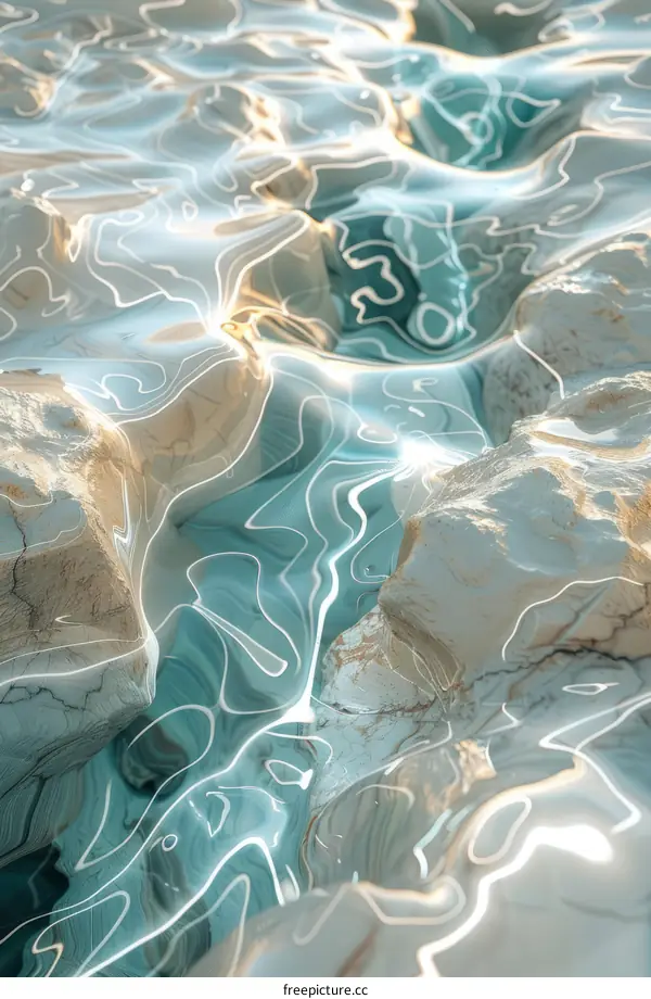 Underwater rocks and sunlight