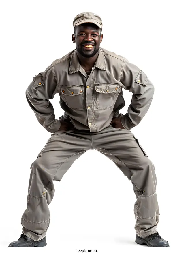 Happy worker in uniform posing