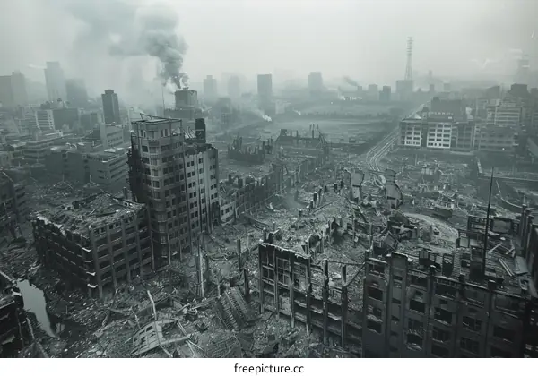 Post-war焼け野原が広がる大阪市街