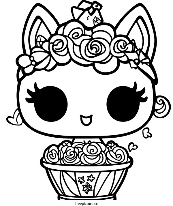 Cute Cartoon Animal Illustration With Roses