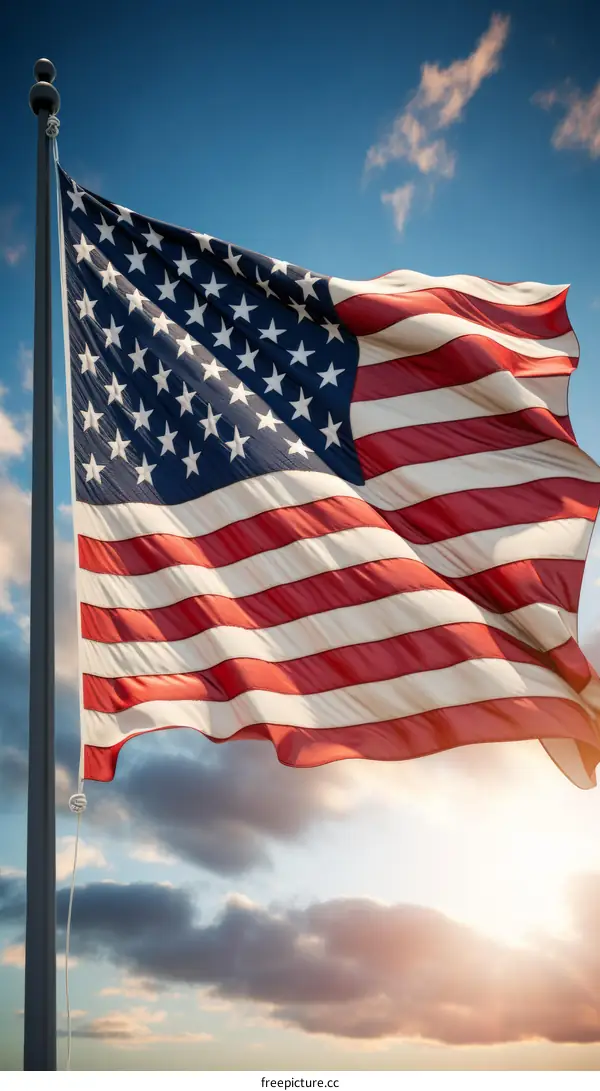 American flag waving in the wind