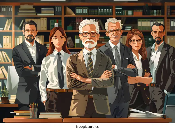 A group of lawyers in a law firm.