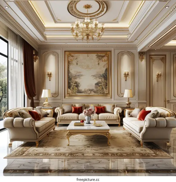 Luxury Living Room Interior Design With Elegant Furniture