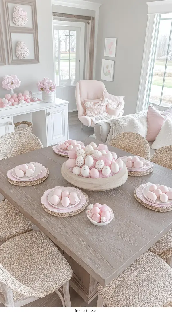 Easter Dining Table Decor in Light Pink
