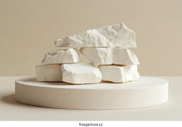 Stack of White Stones on Display Platform