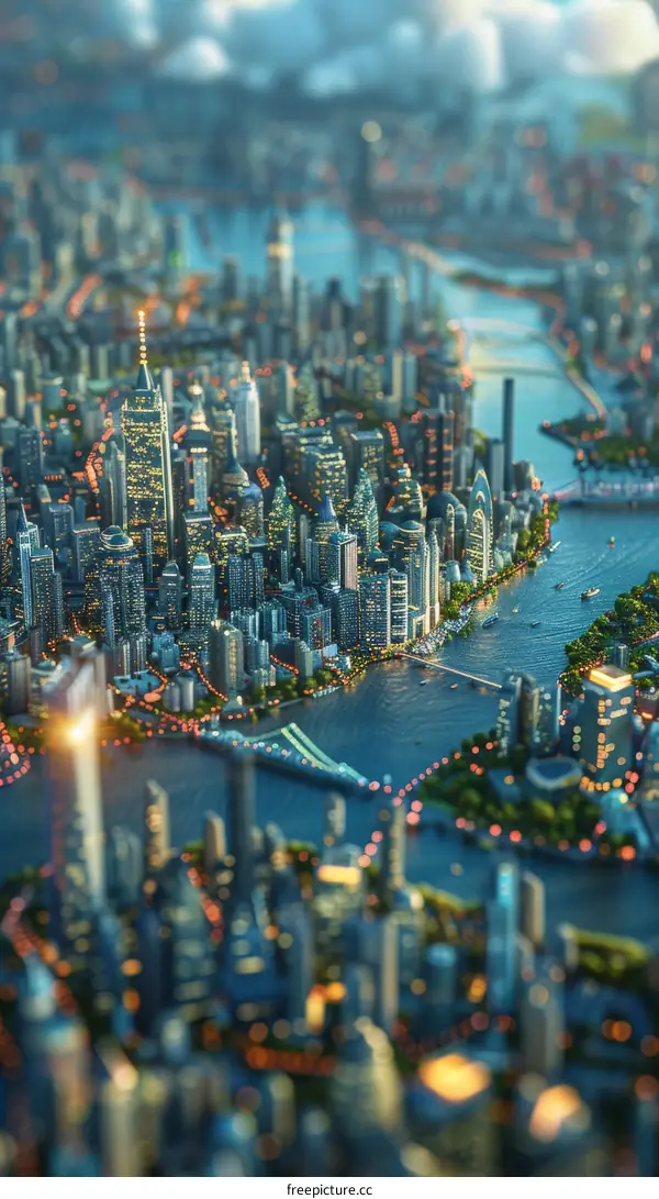 Aerial View of a Futuristic Cityscape