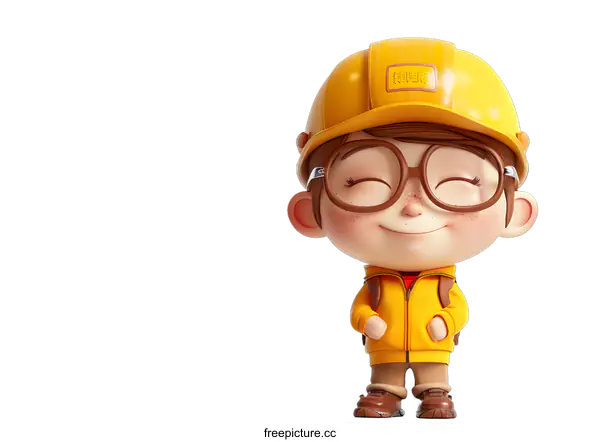 [Transparent Background PNG]cute construction worker boy 3d illustration