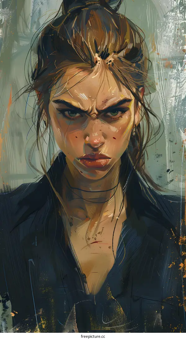 portrait of a young woman with brown hair and green eyes